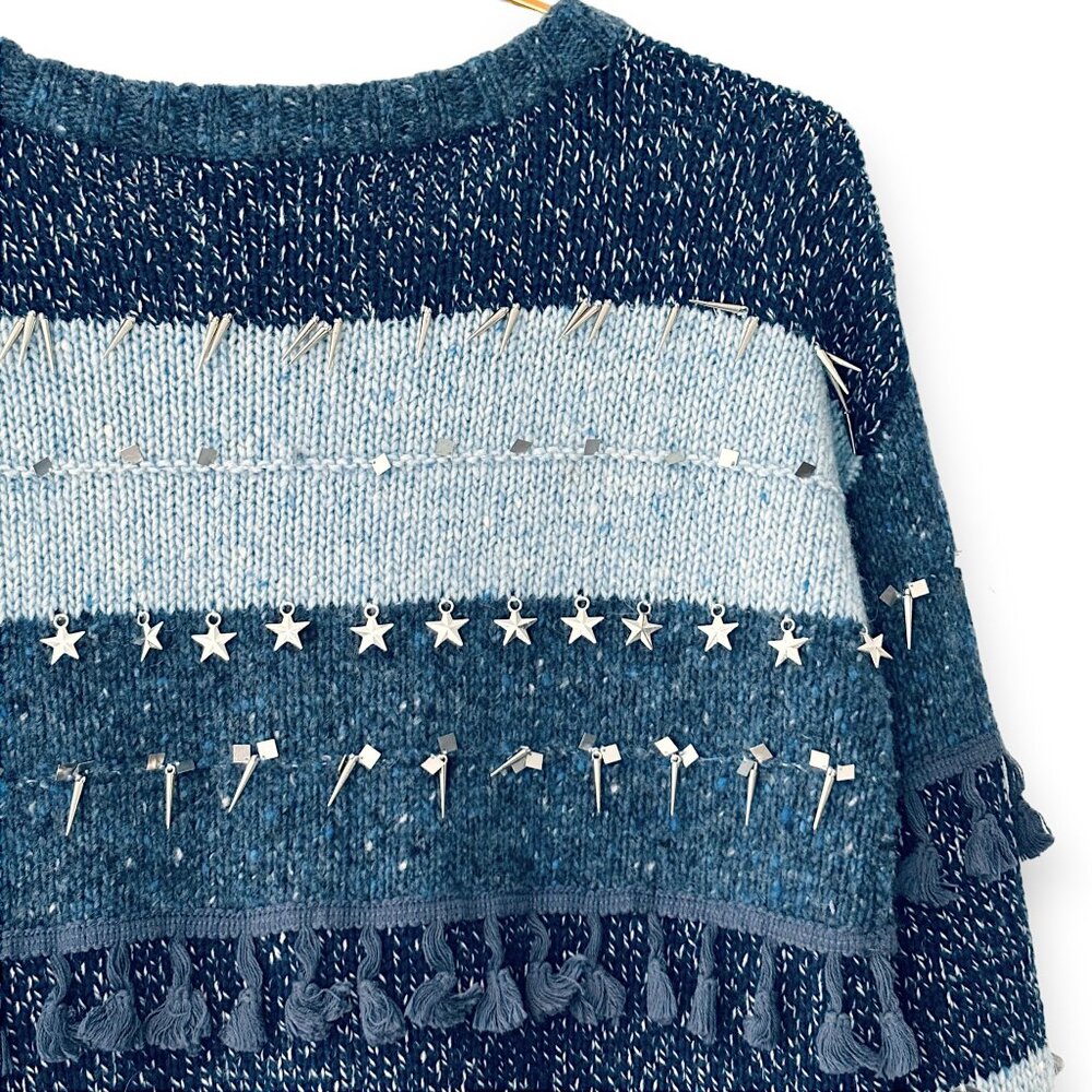 NWOT! Banjo & Matilda Embellished Blue Striped Sweater - Picture 6 of 9
